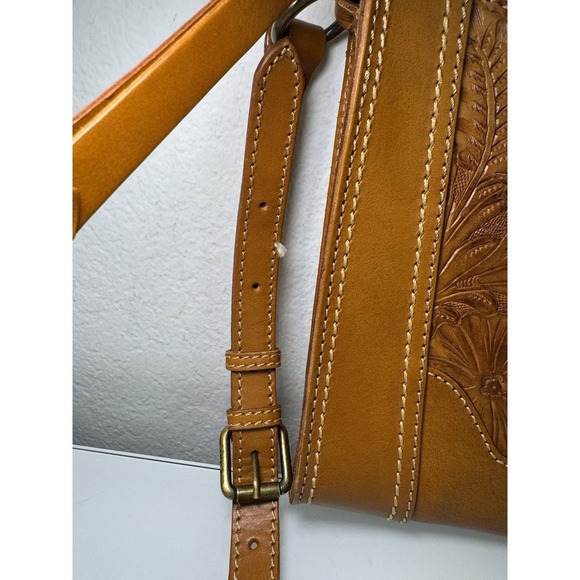 Frye Melissa Artisan Zip Crossbody Sunflower Bag Tooled Brown Western Boho NWOT - Picture 3 of 16